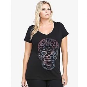 Torrid Vintage Wash Sugar Skull Tee - Halloween